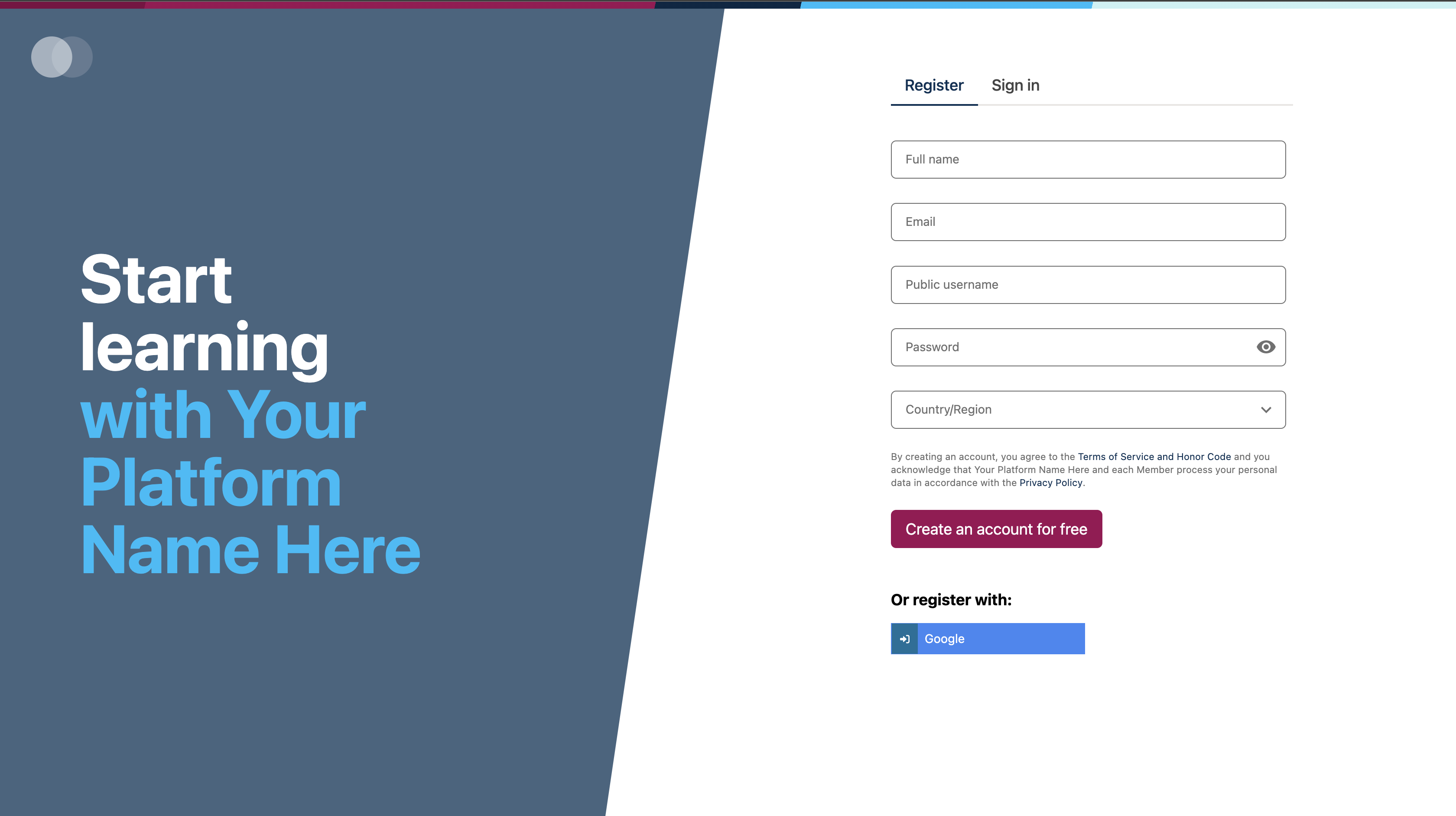 The authentication Micro-frontend