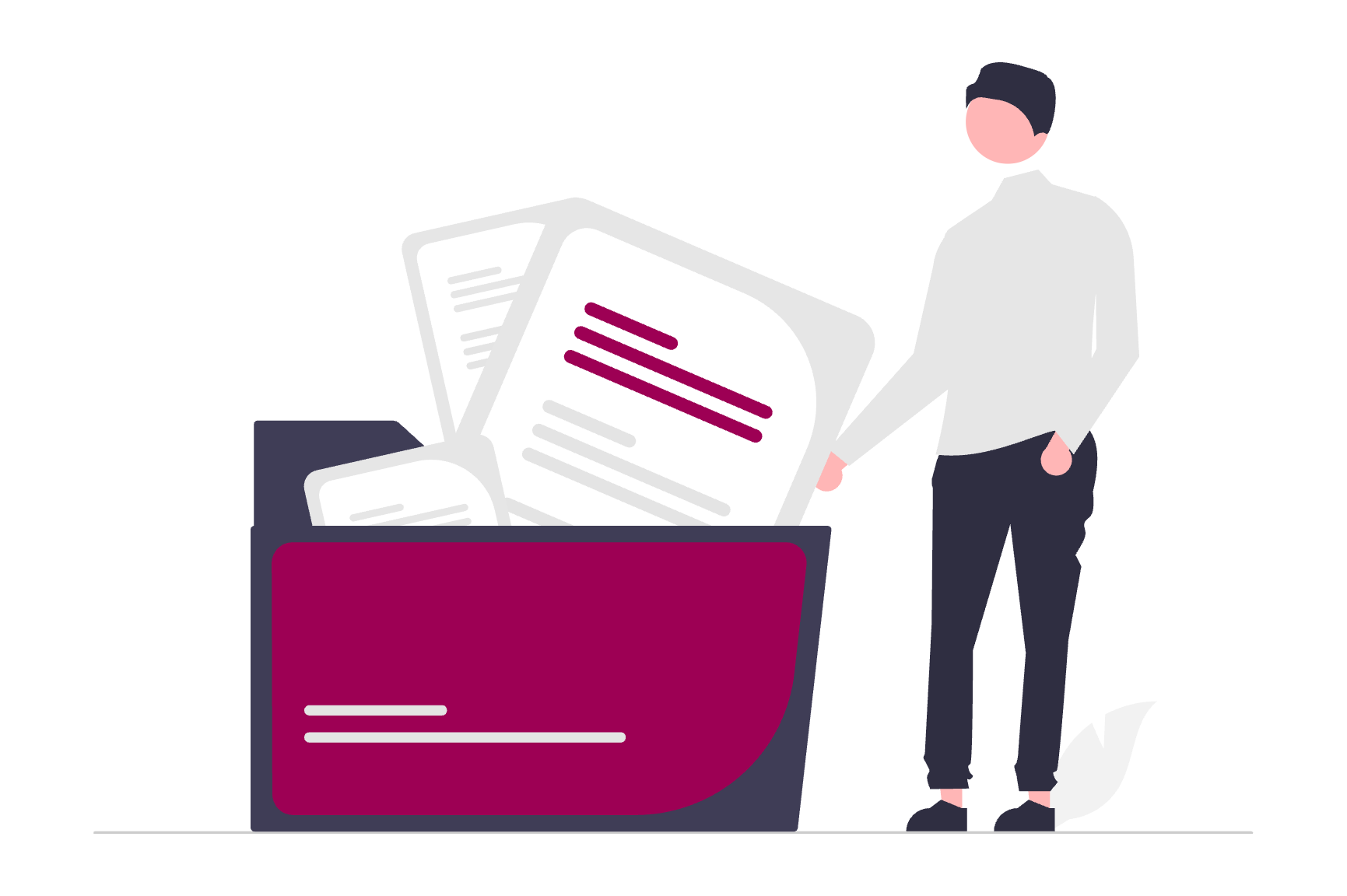 A character managing files in a folder